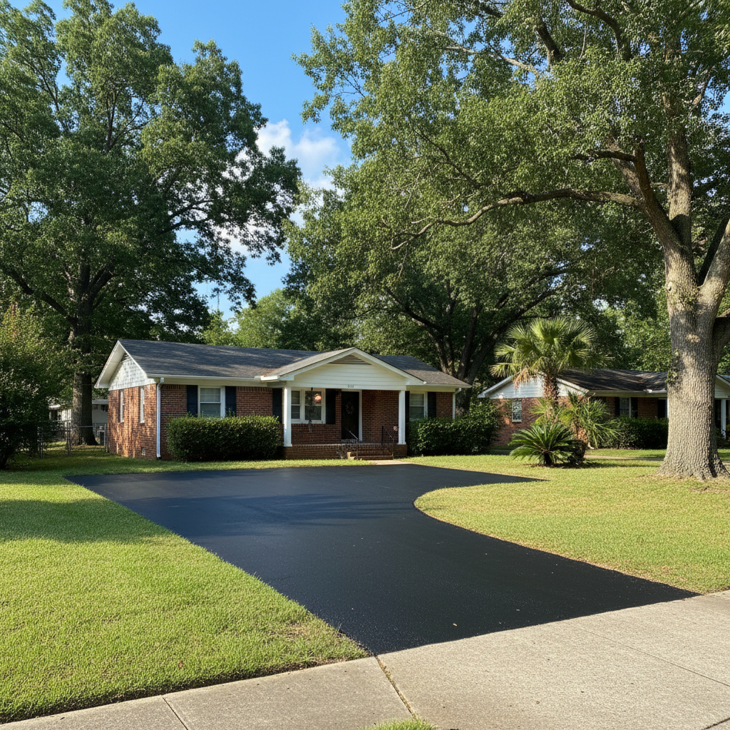 Completed asphalt sealcoating work at a residential property in Montgomery, AL