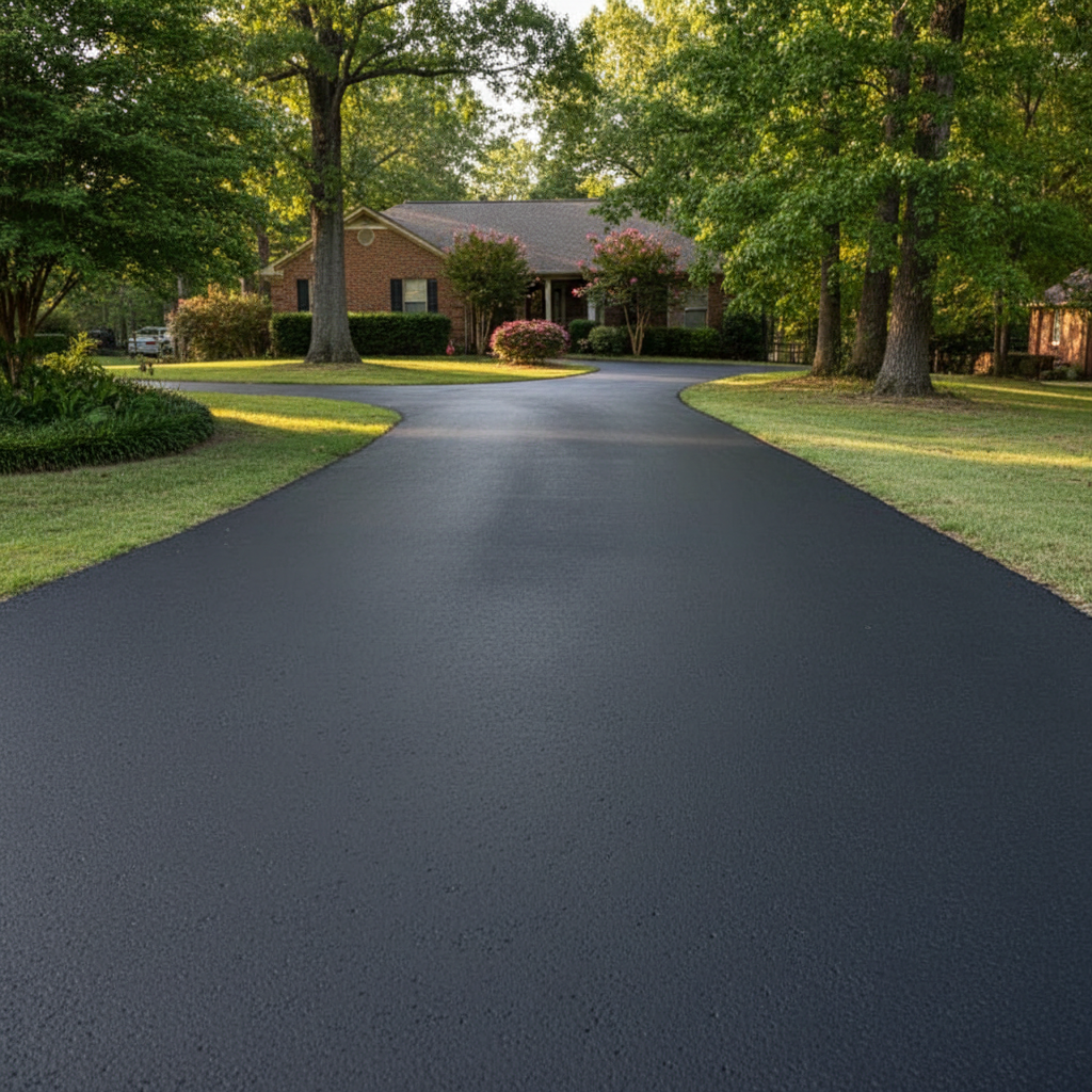 Completed asphalt sealcoating work at a residential property in Tuscaloosa, AL