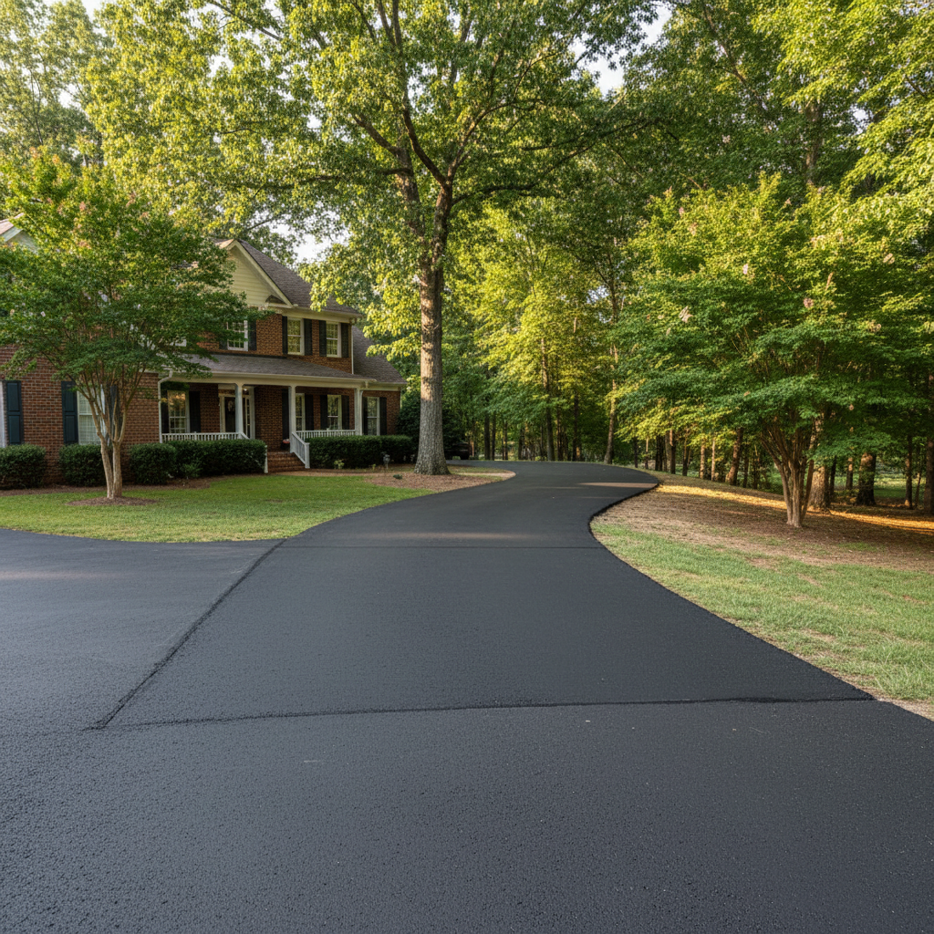Completed asphalt patching work at a residential property in Tuscaloosa, AL