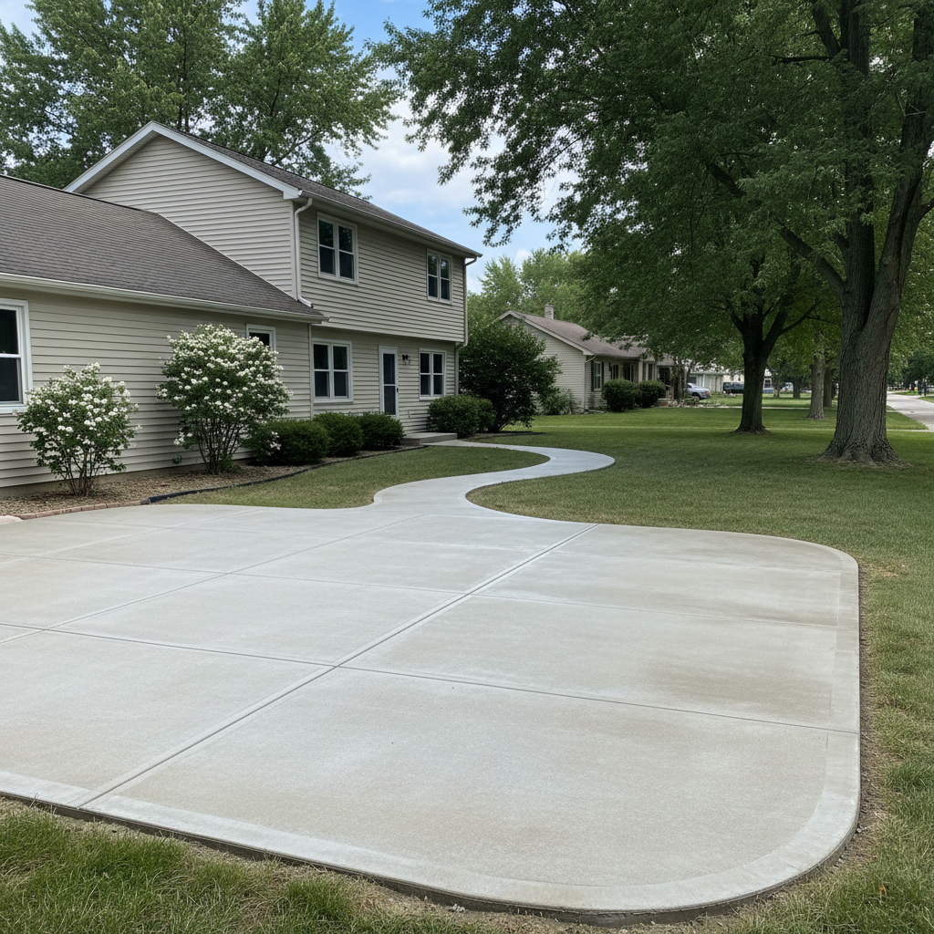 Completed concrete installation work at a residential property in Schaumburg, IL