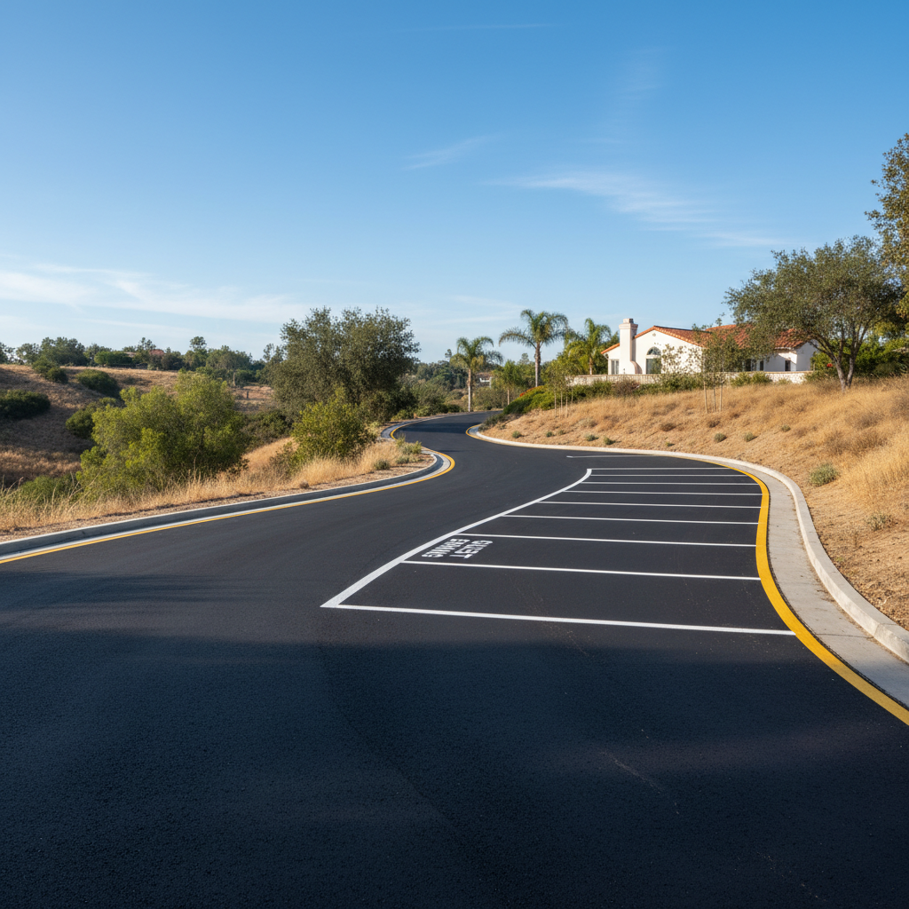 Completed asphalt striping work at a residential property in Los Angeles, CA