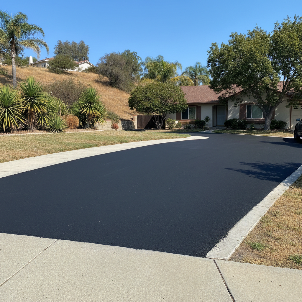 Completed slurry coating work at a residential property in Banning, CA