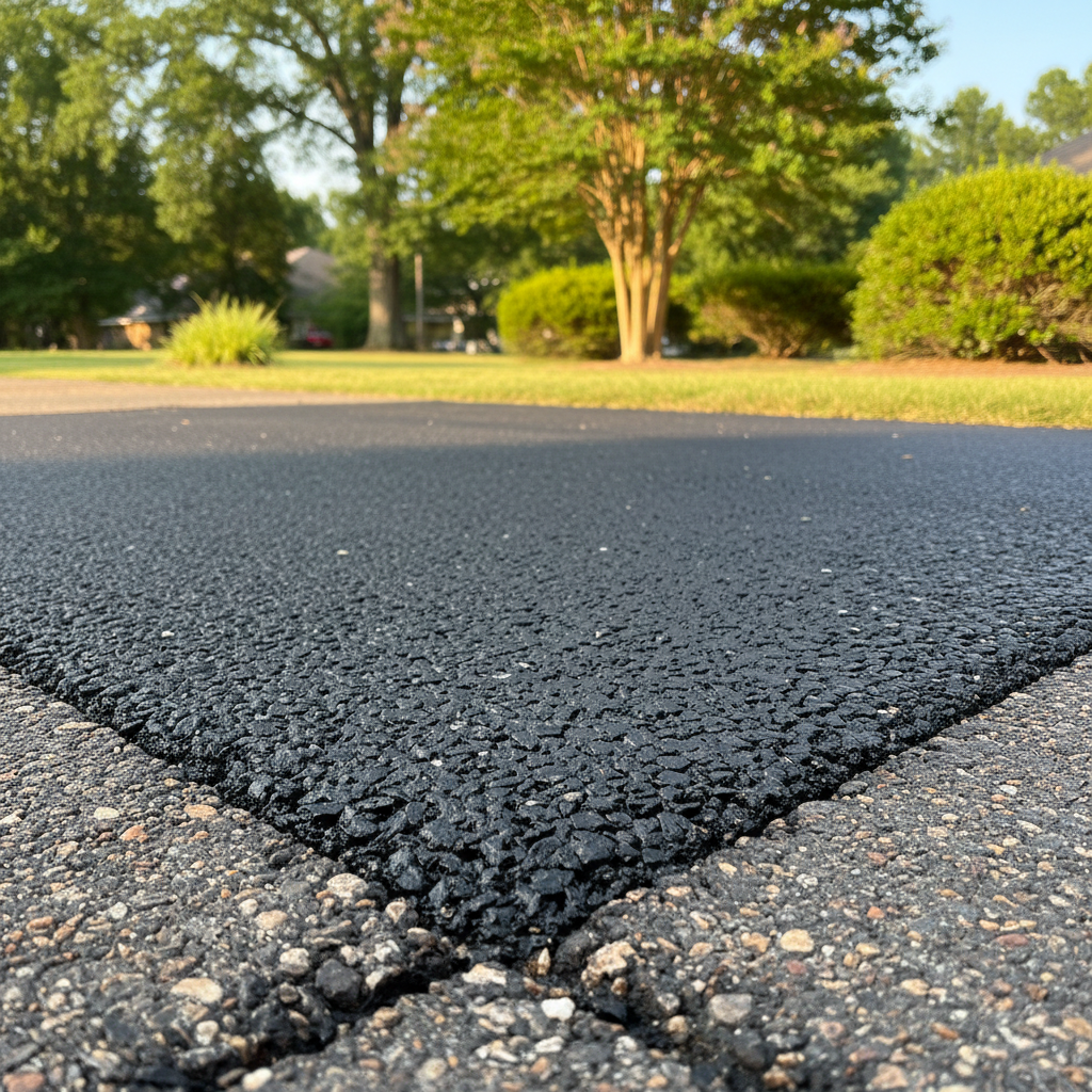 Completed asphalt repair work at a residential property in Tuscaloosa, AL
