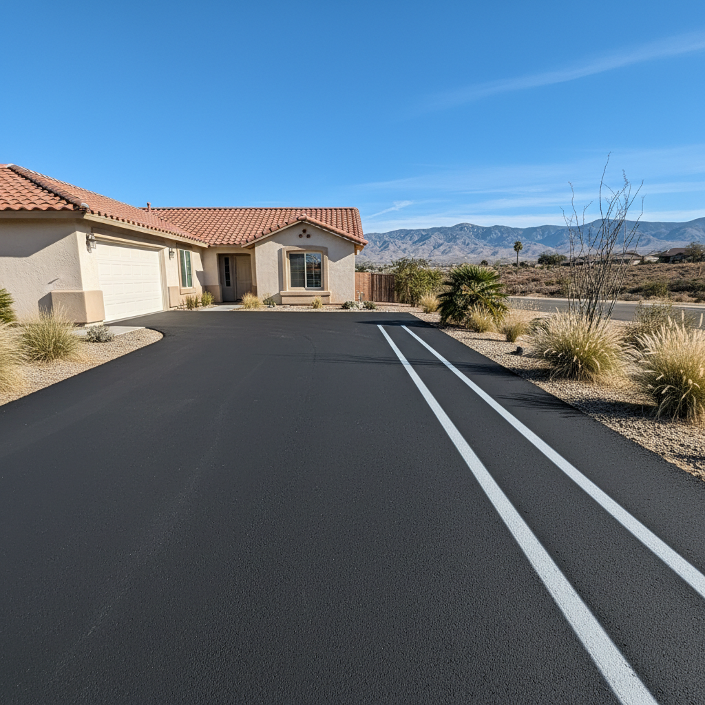 Completed asphalt striping work at a residential property in Banning, CA