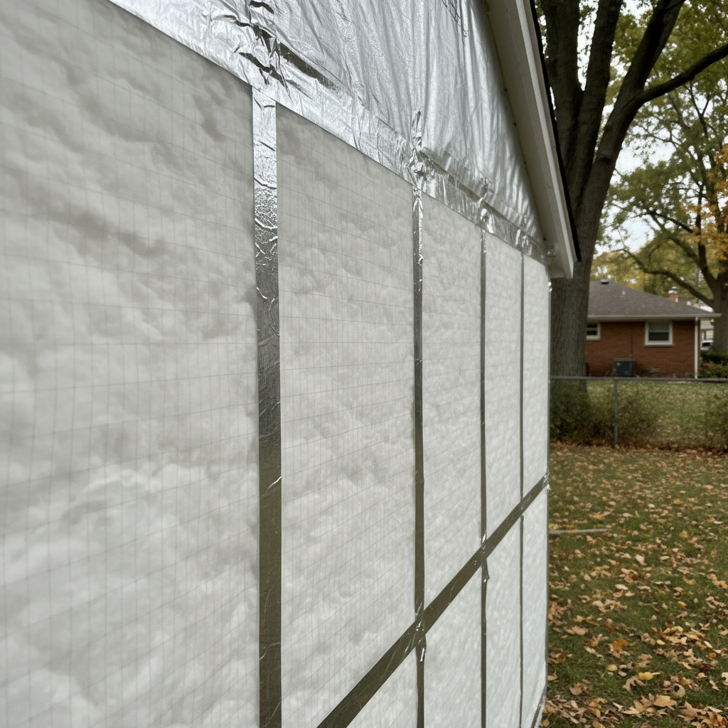 Completed shed insulation work at a residential property in Oak Park, IL