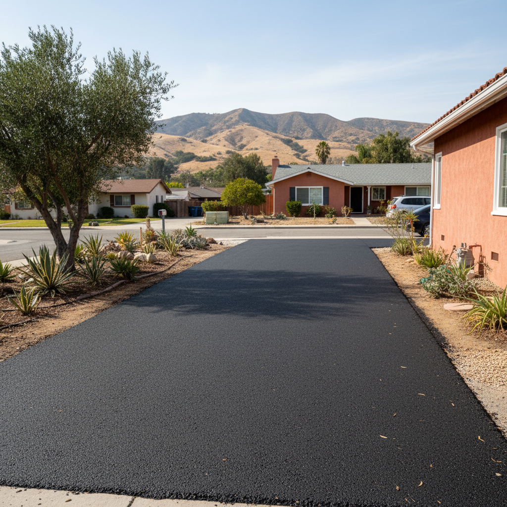 Completed driveway paving work at a residential property in Los Angeles, CA
