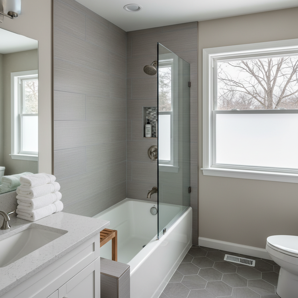 Completed bathtub and shower installation work at a residential property in Rockford, IL