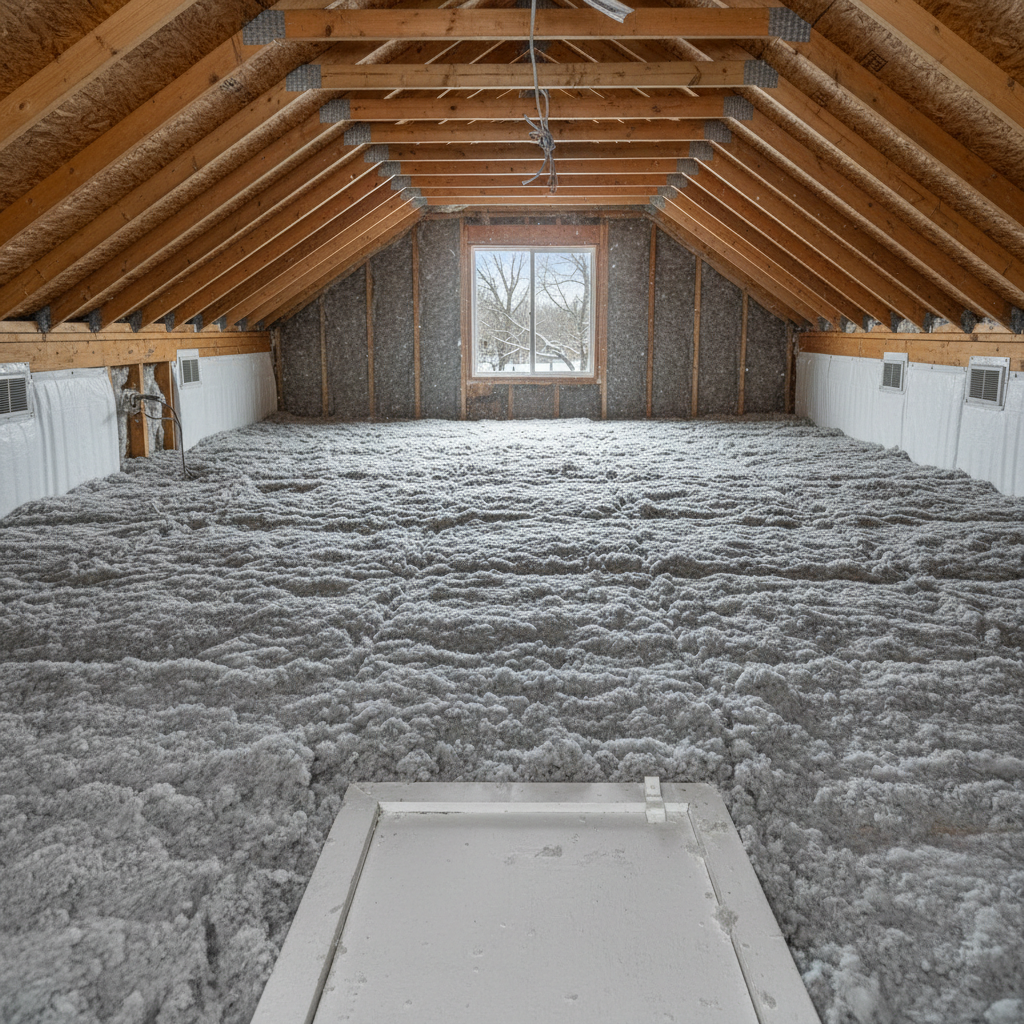 Completed blown-in insulation work at a residential property in Wheaton, IL
