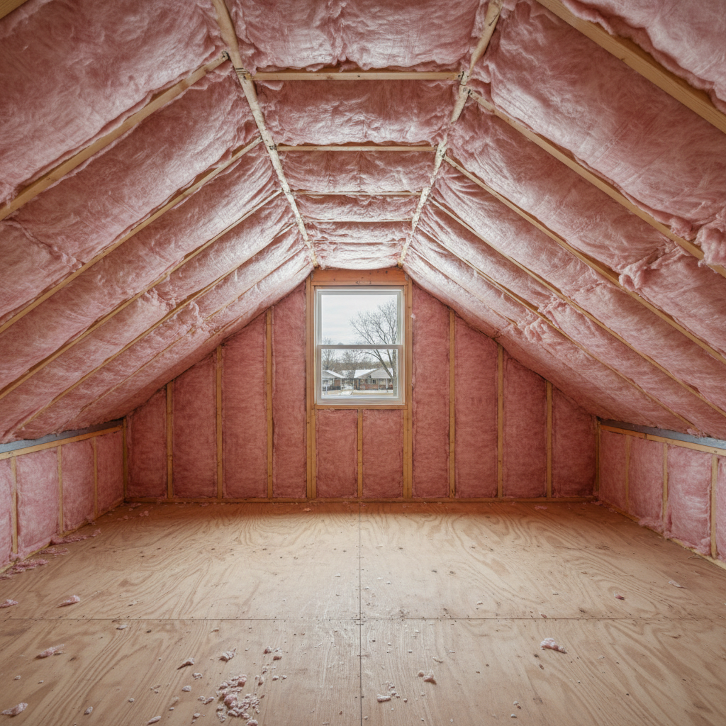 Completed batt insulation installation work at a residential property in Des Plaines, IL