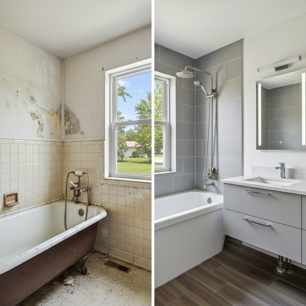 Completed plumbing work work at a residential property in Rockford, IL