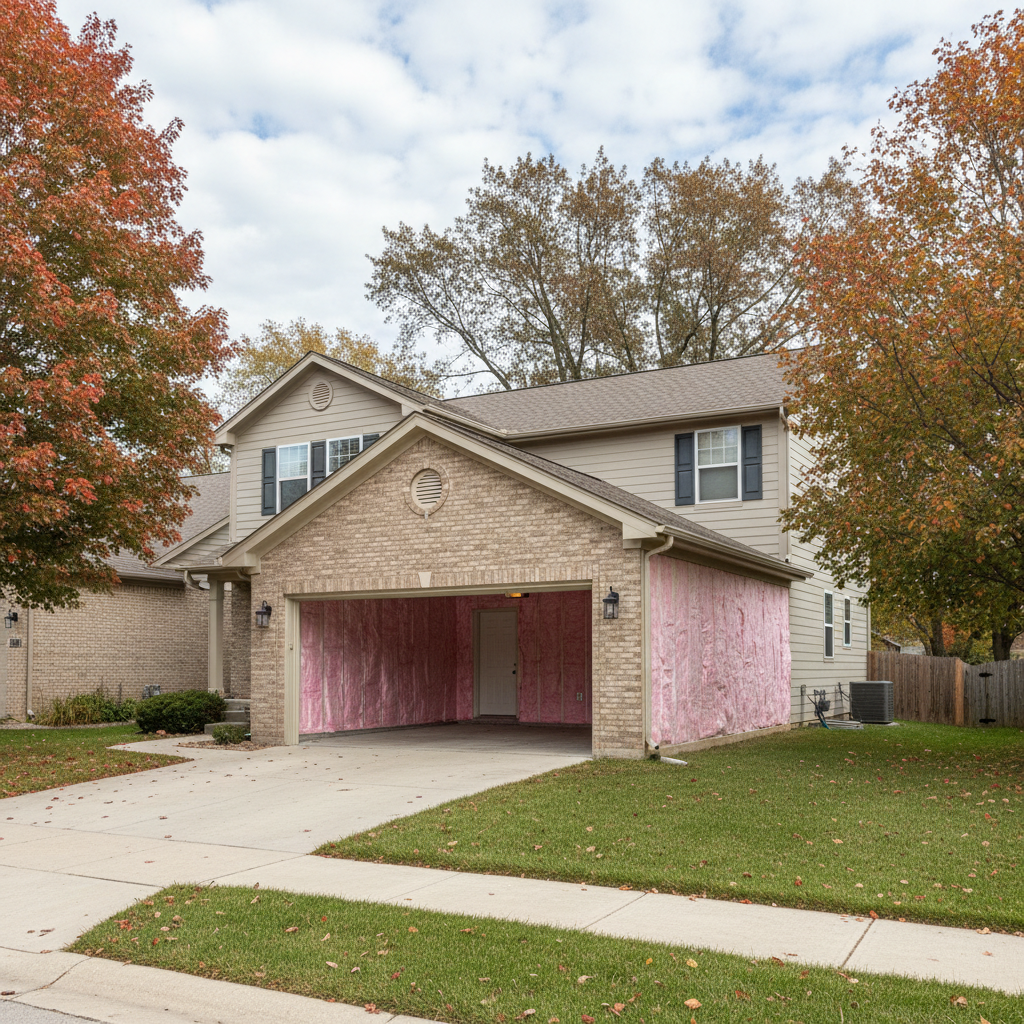 Completed garage insulation work at a residential property in Wheaton, IL