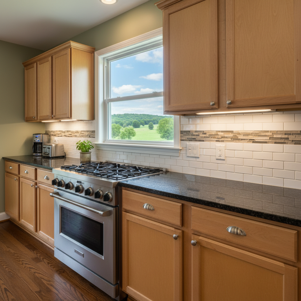 Completed backsplash installation work at a residential property in Galena, IL