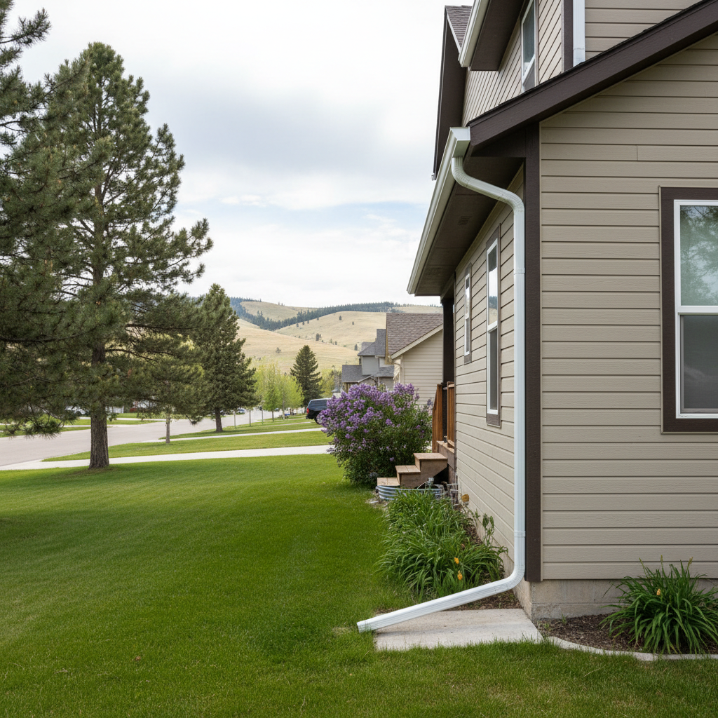 Completed downspout repair work at a residential property in Great Falls, MT