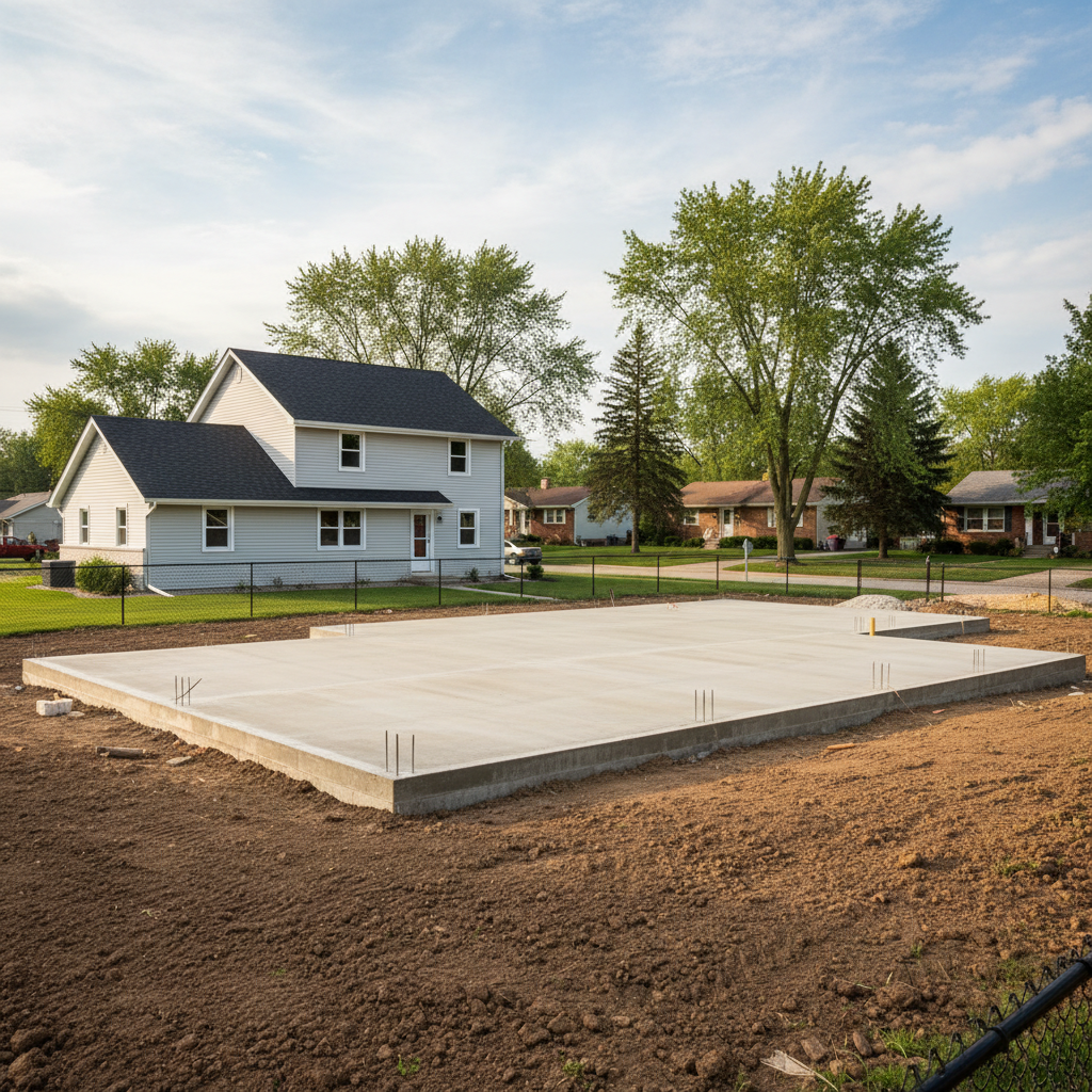 Completed concrete foundations work at a residential property in Waukegan, IL
