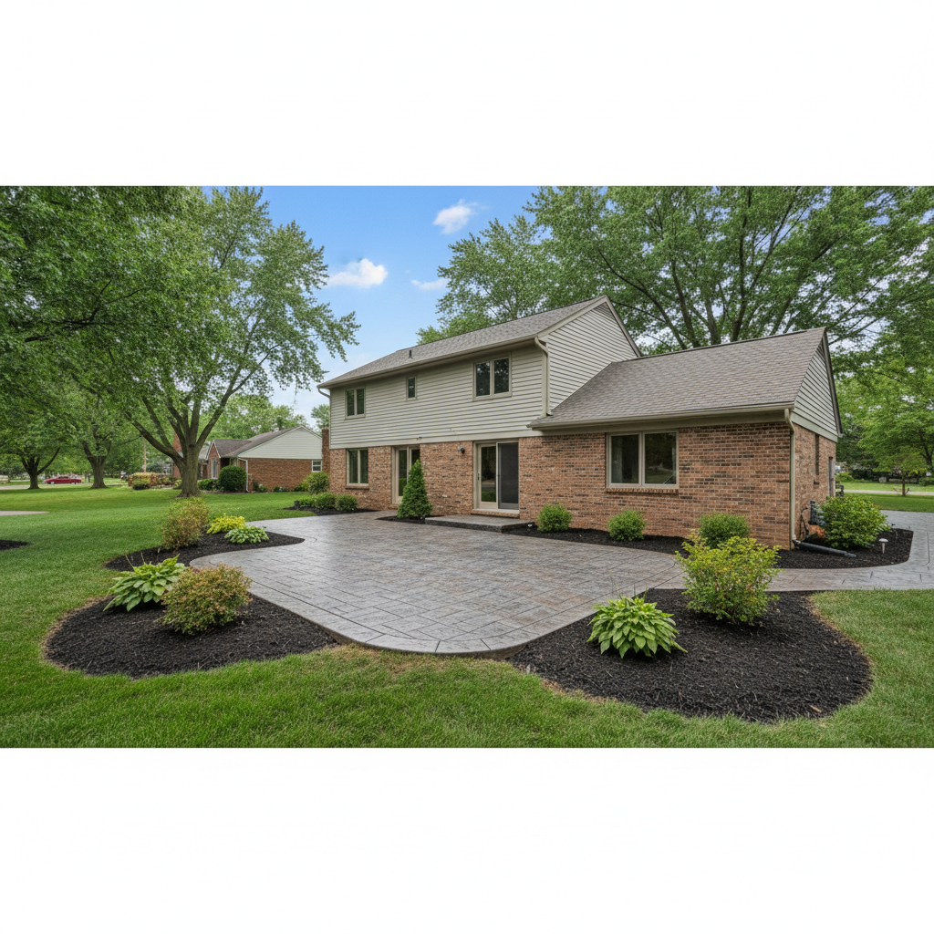 Completed stamped concrete work at a residential property in Cicero, IL