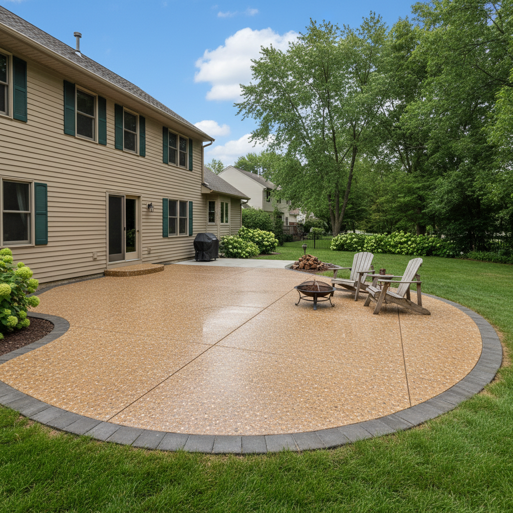 Completed concrete patios work at a residential property in Schaumburg, IL