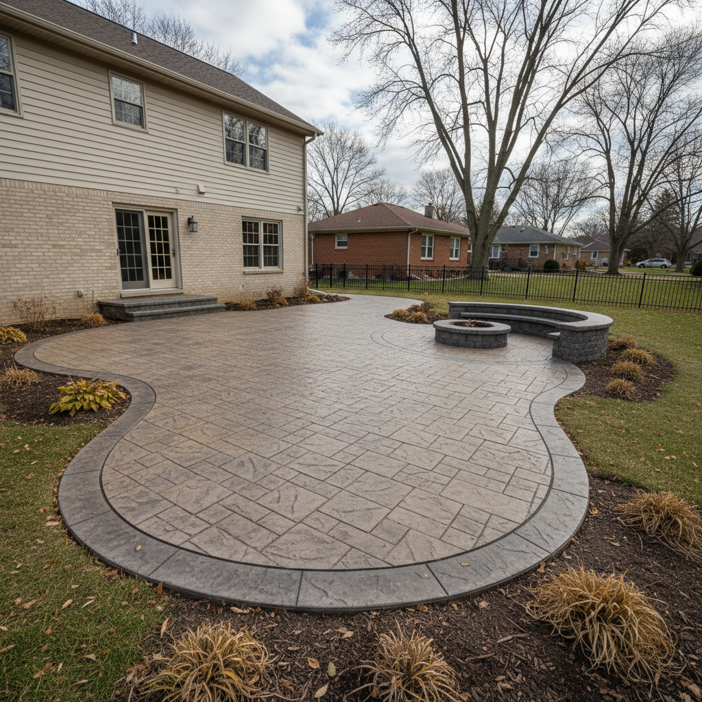 Completed concrete patios work at a residential property in Cicero, IL