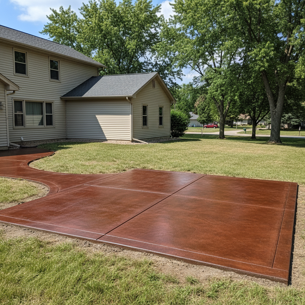 Completed concrete staining work at a residential property in Schaumburg, IL