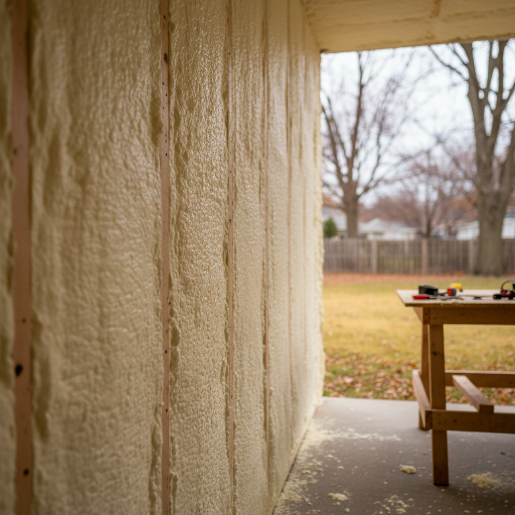 Completed garage insulation work at a residential property in Oak Park, IL