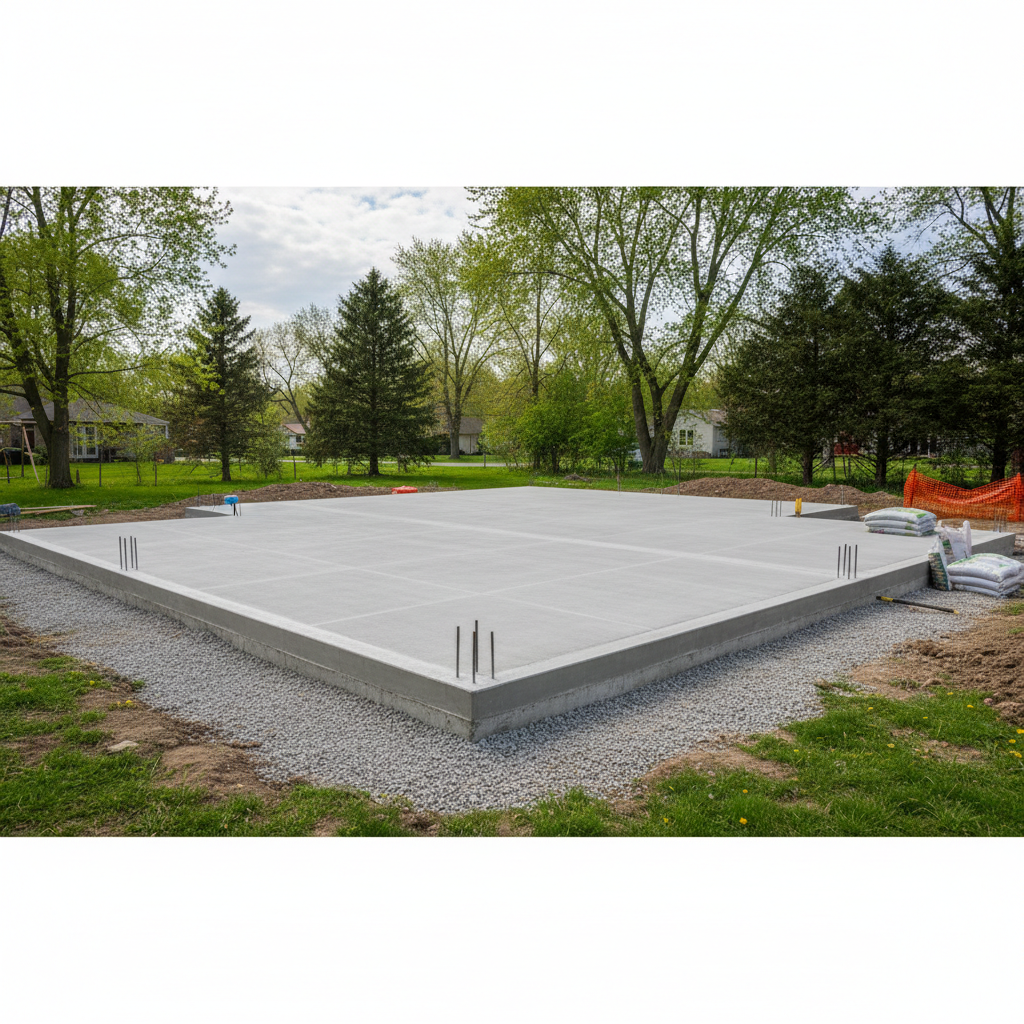 Completed concrete foundations work at a residential property in Schaumburg, IL