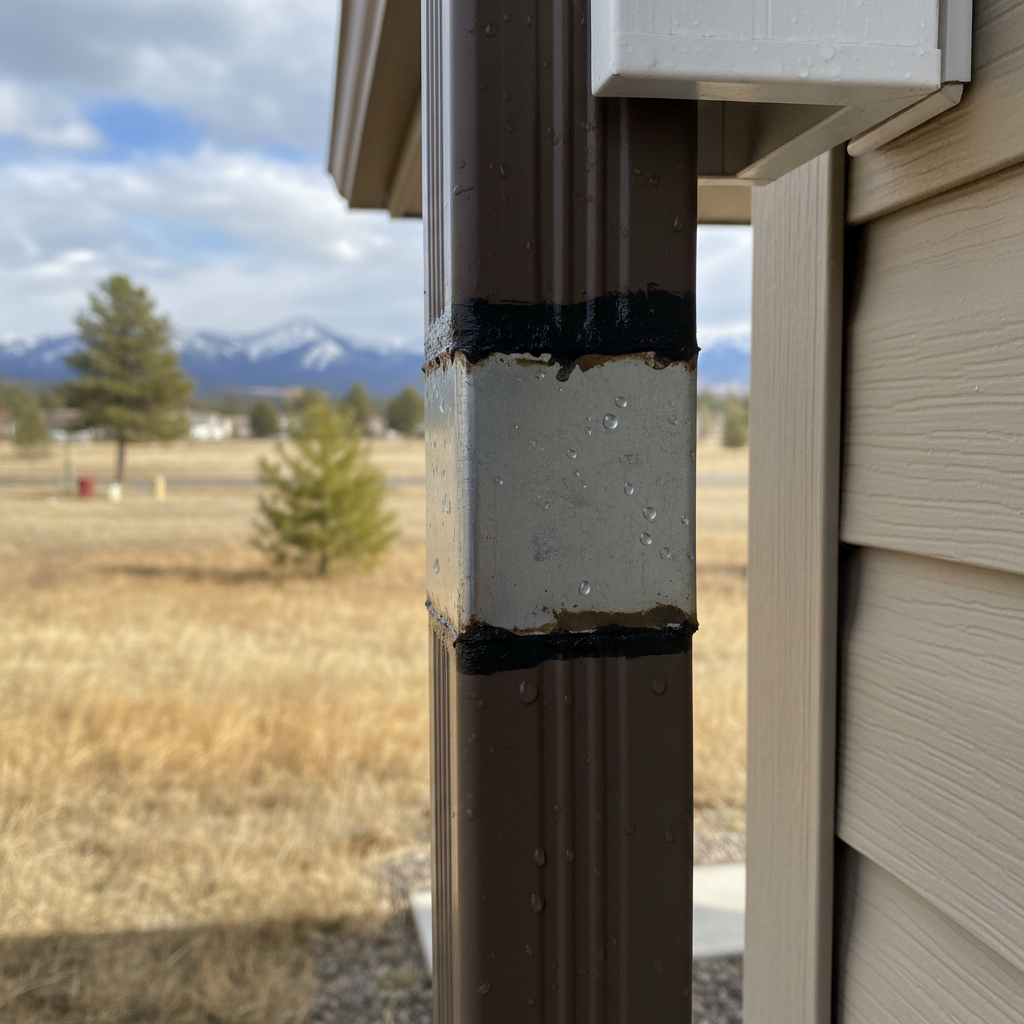 Completed downspout repair work at a residential property in Great Falls, MT