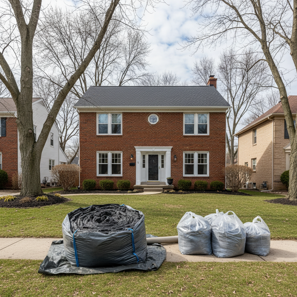 Completed insulation removal work at a residential property in Wheaton, IL