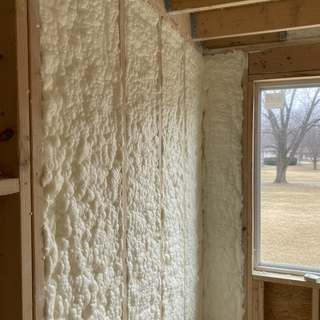 Completed open cell spray foam work at a residential property in Arlington Heights, IL