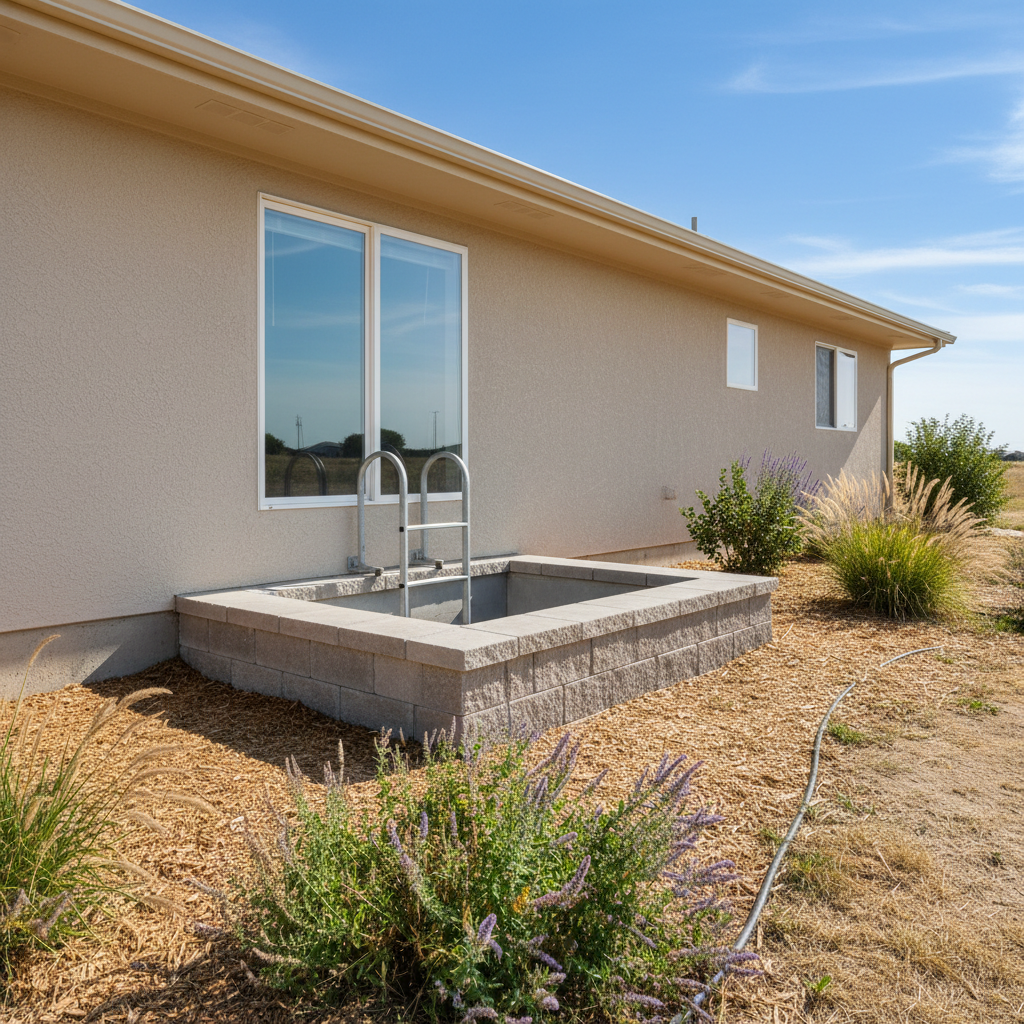 Completed egress window installation work at a residential property in Garden City, KS