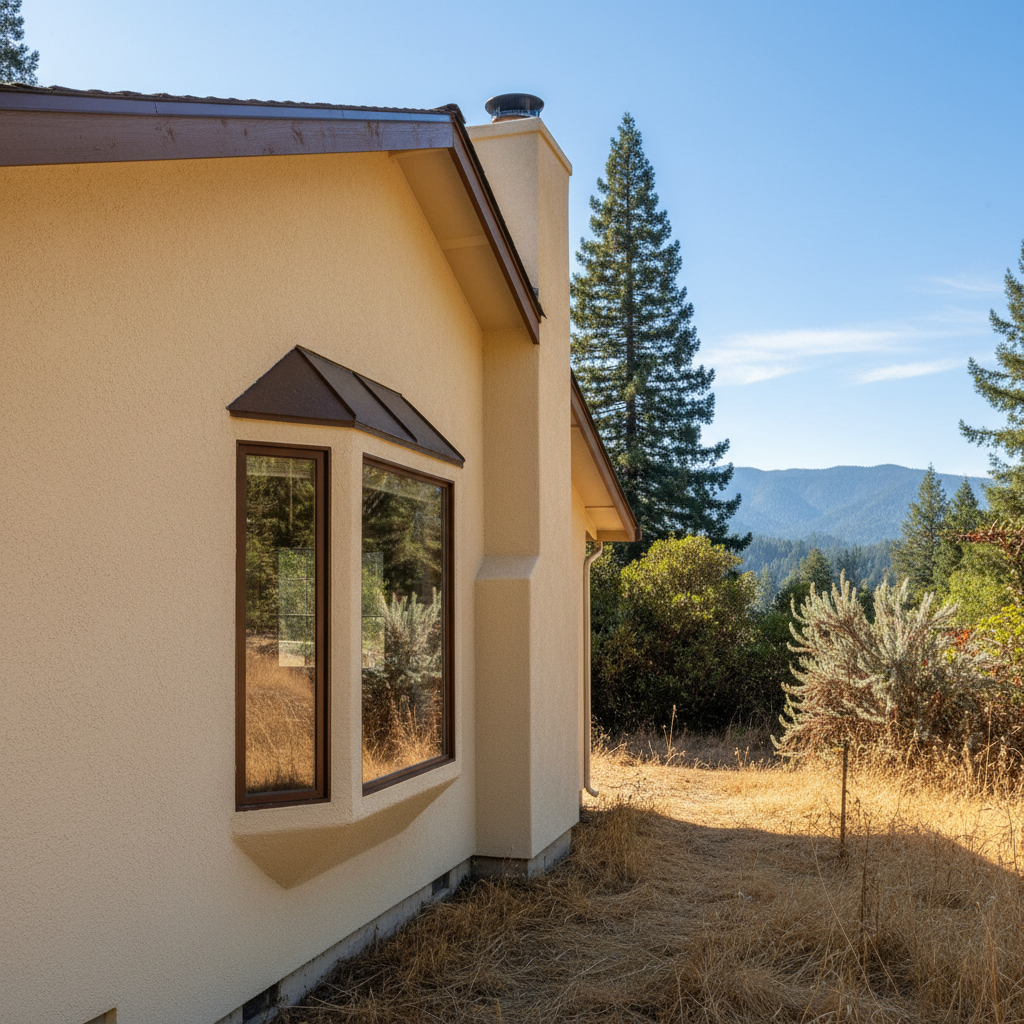 Completed stucco installation work at a residential property in Felton, CA