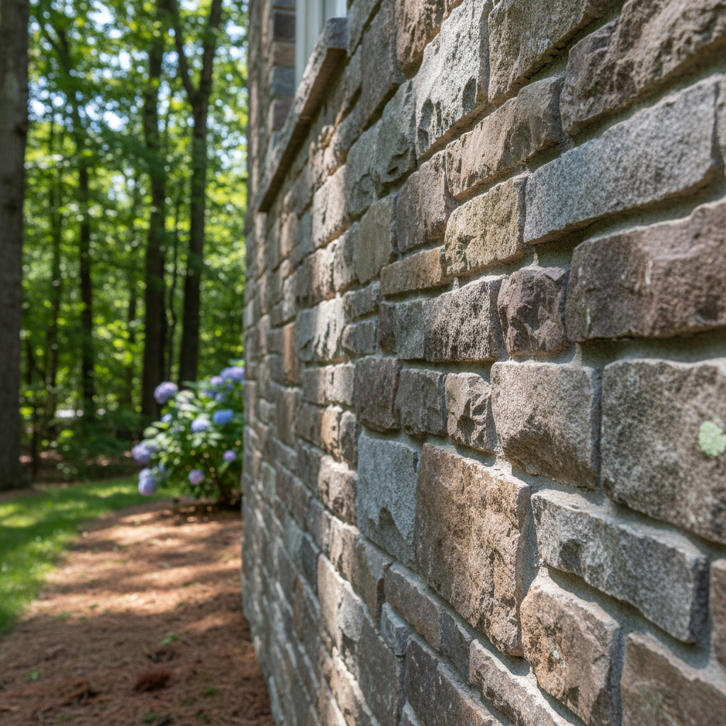 Completed stone masonry work at a residential property in Weston, MA