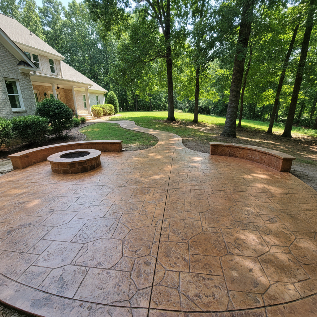 Completed stamped concrete work at a residential property in Athens, AL