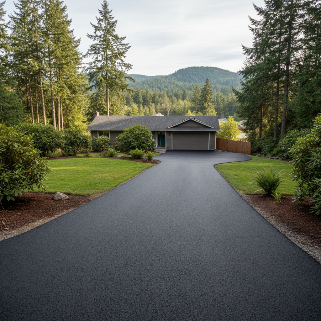 Completed driveway paving work at a residential property in Naselle, WA