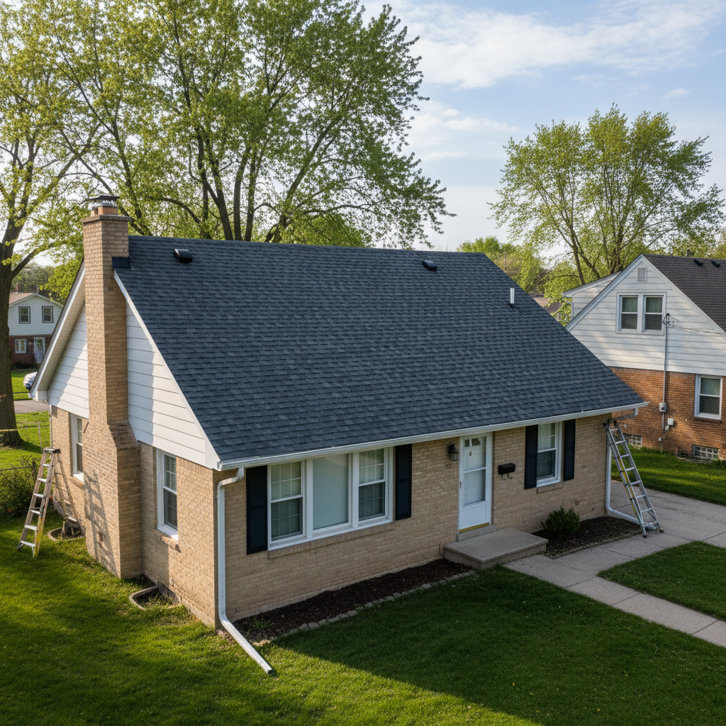 Completed roof installation work at a residential property in Skokie, IL