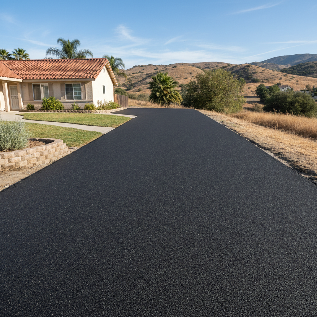 Completed residential asphalt work at a residential property in Lake Elsinore, CA