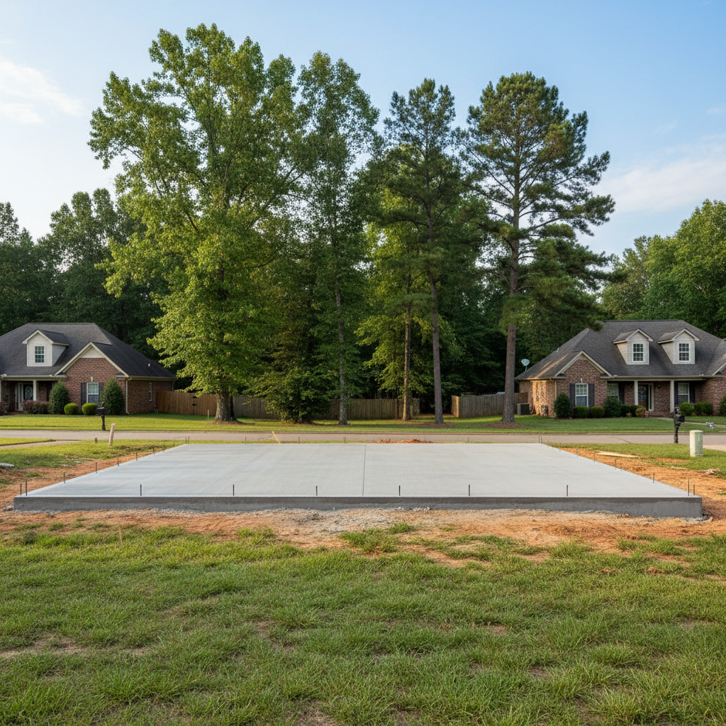 Completed concrete foundations work at a residential property in Decatur, AL