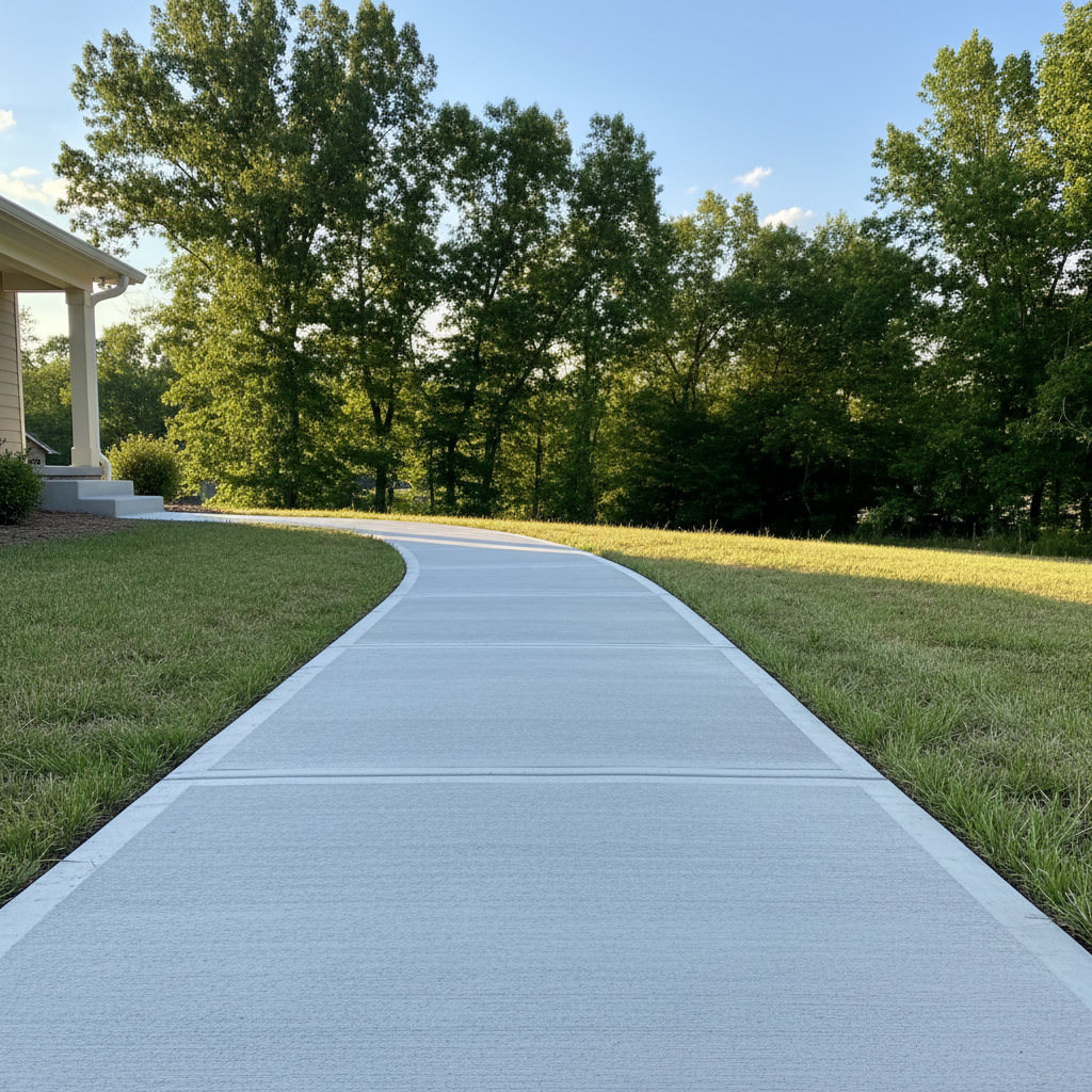 Completed concrete sidewalks work at a residential property in Madison, AL