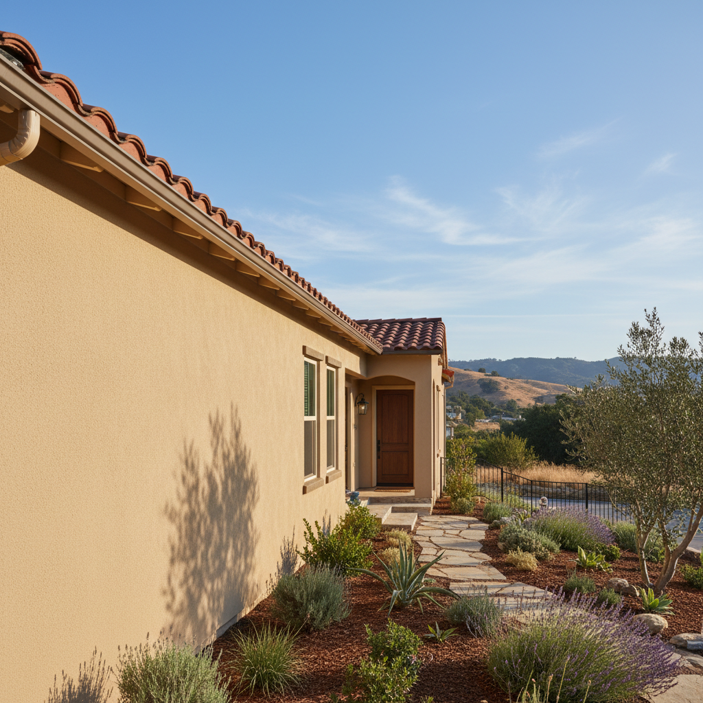 Completed stucco painting work at a residential property in Arcadia, CA