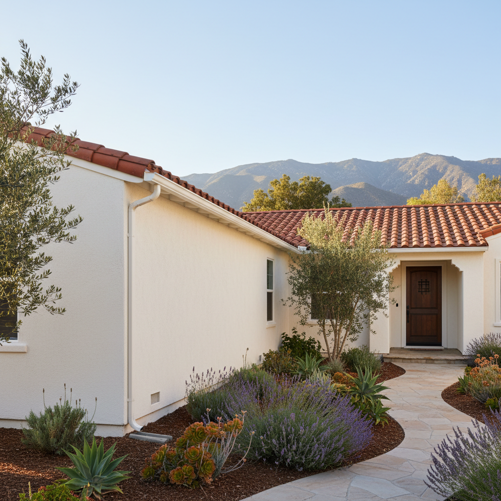 Completed stucco painting work at a residential property in Arcadia, CA