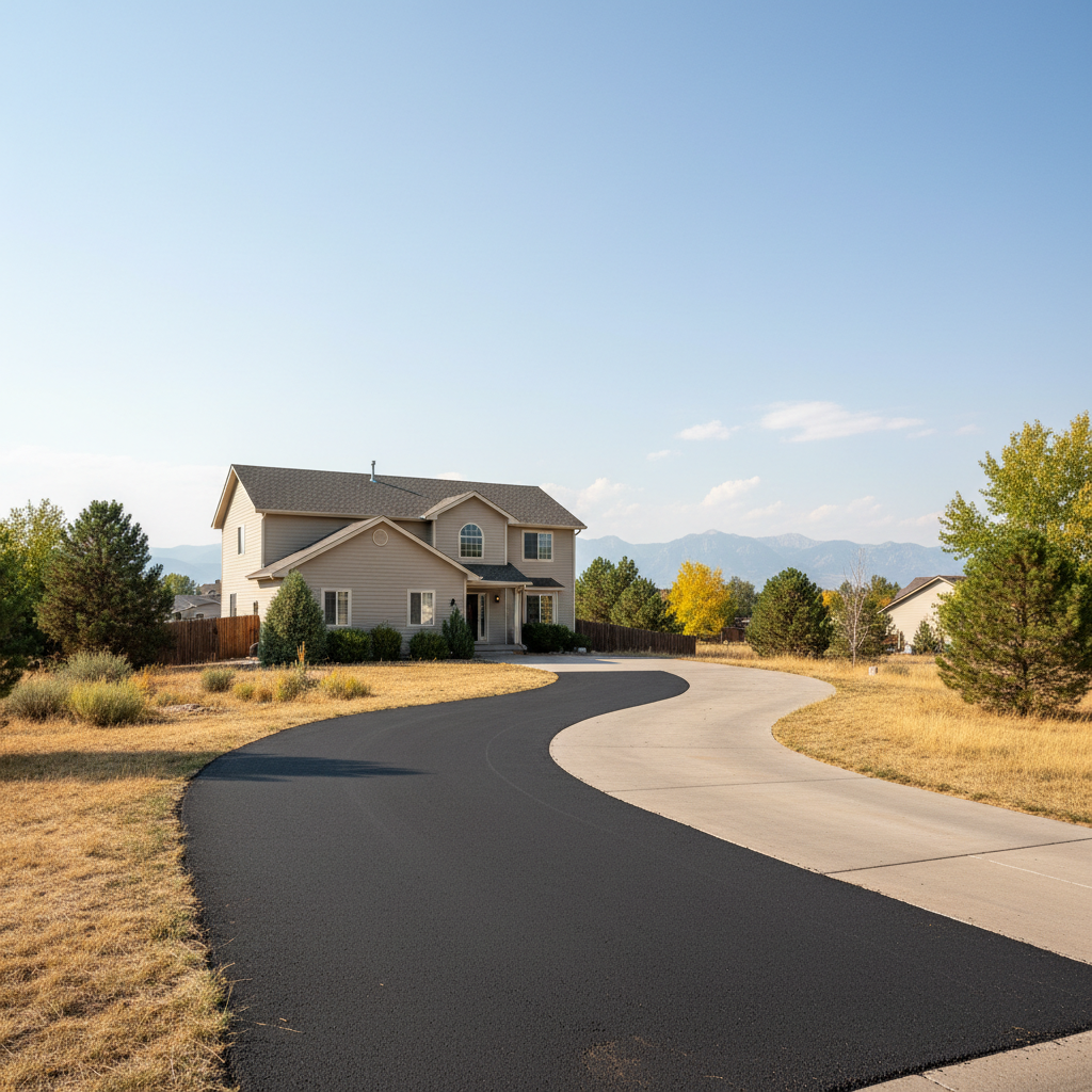 Completed asphalt repair work at a residential property in Northglenn, CO