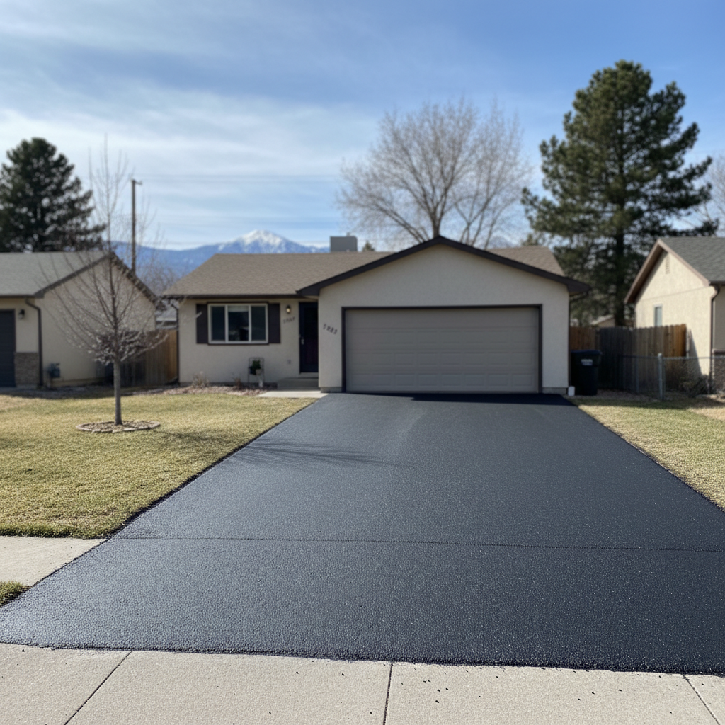 Completed driveway paving work at a residential property in Northglenn, CO