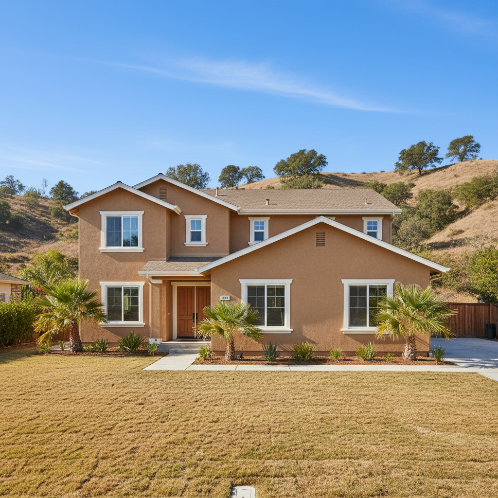 Completed stucco painting work at a residential property in Arcadia, CA