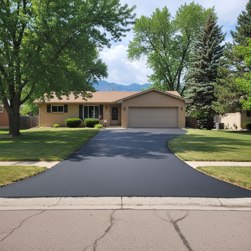 Completed driveway paving work at a residential property in Northglenn, CO
