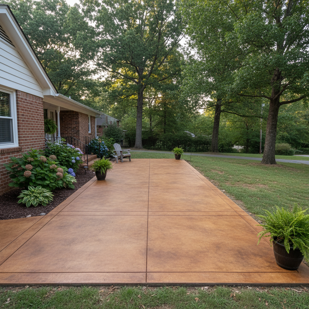 Completed concrete staining work at a residential property in Mountain Brook, AL