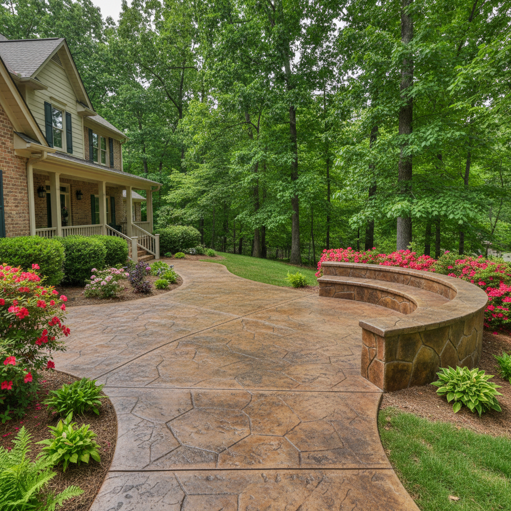 Completed decorative concrete work at a residential property in Hoover, AL
