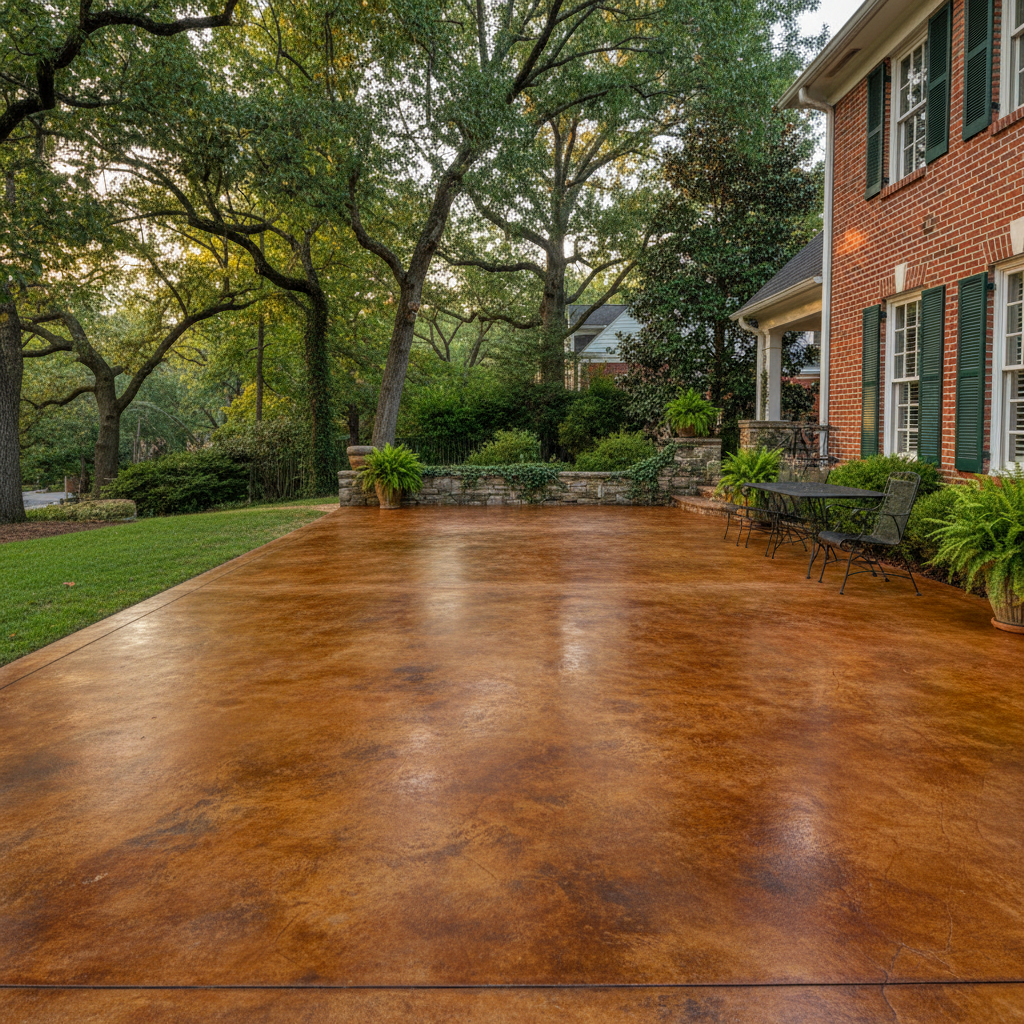 Completed concrete staining work at a residential property in Mountain Brook, AL