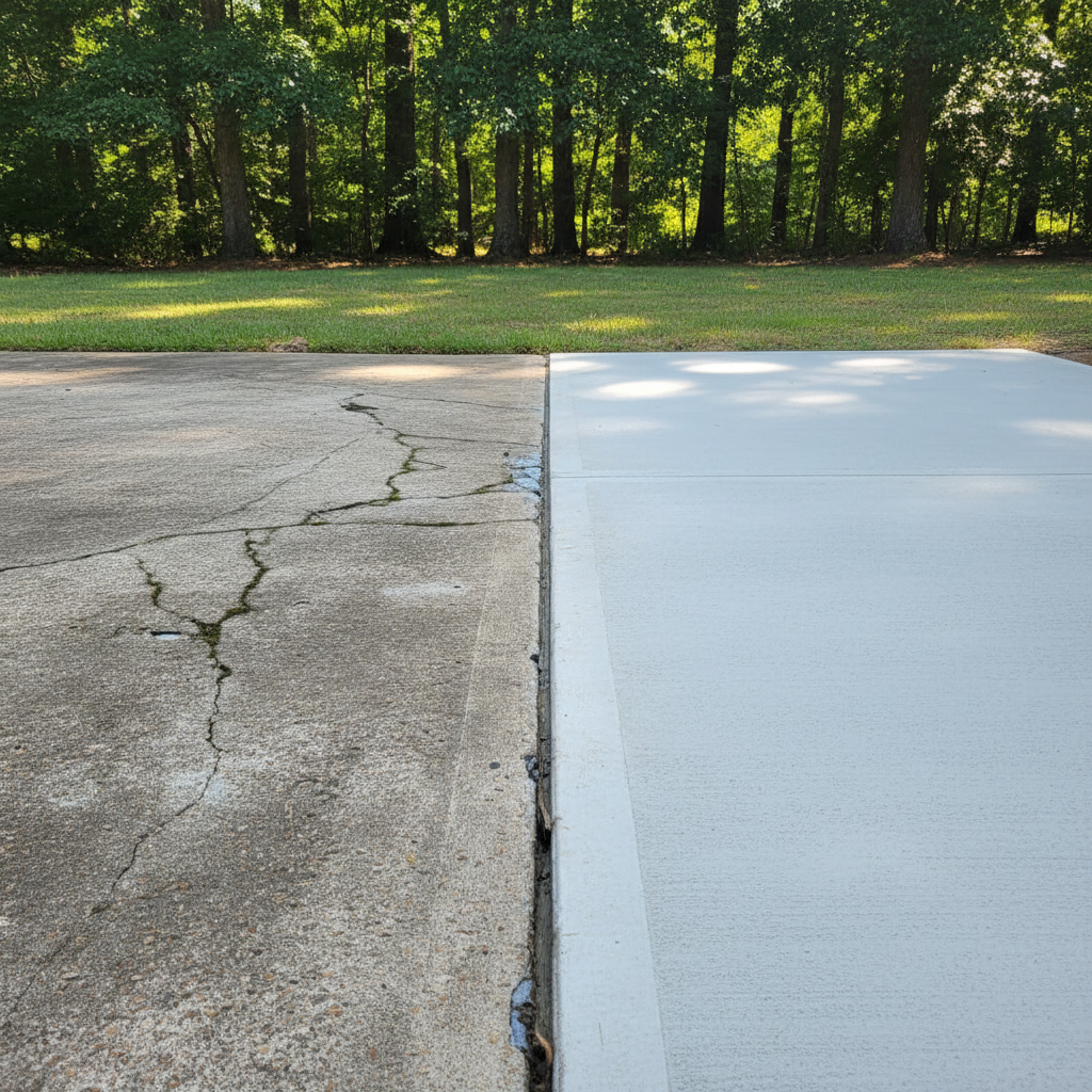 Completed concrete installation work at a residential property in Mobile, AL