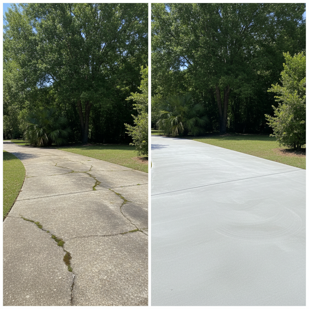 Completed concrete installation work at a residential property in Mobile, AL