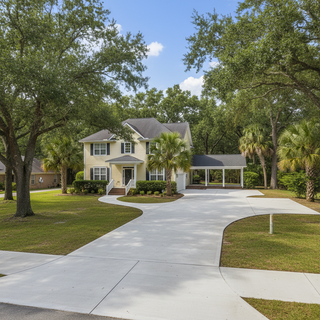 Completed concrete flatwork work at a residential property in Mobile, AL