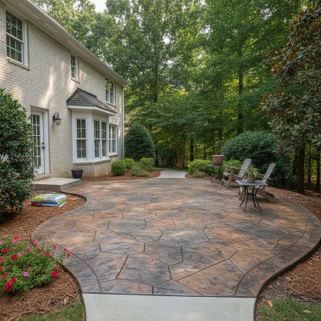 Completed decorative concrete work at a residential property in Hoover, AL