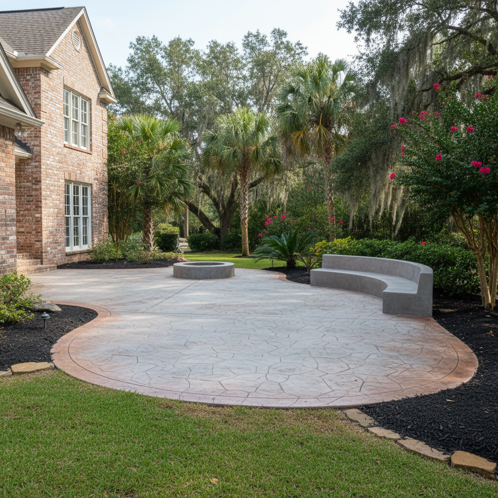Completed concrete installation work at a residential property in Mobile, AL